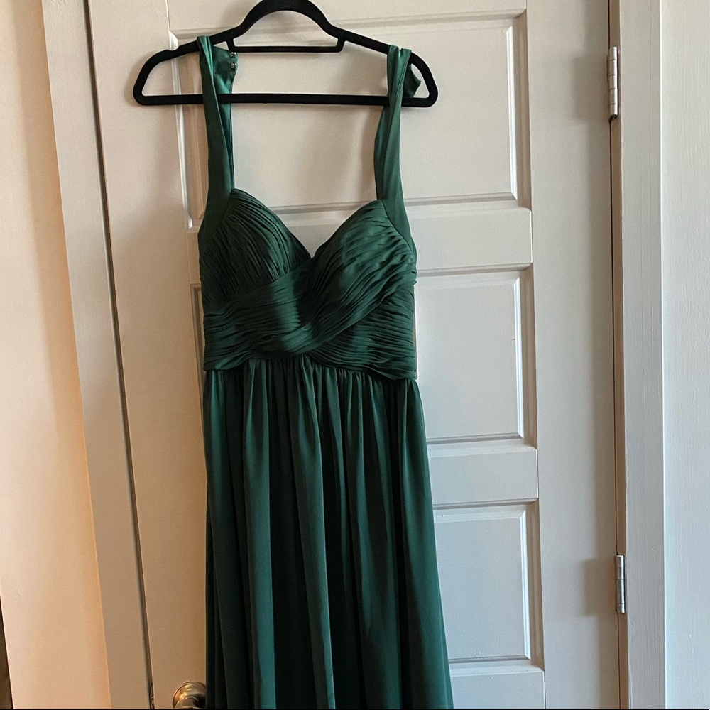 KF Bridal Hunter Green Chiffon Bridesmaid Dress- 8